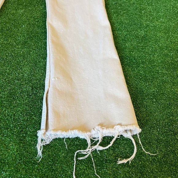 Zara Women's Split Raw Hem High Rise Denim Collection Beige Jeans Pants Size 06 - Picture 13 of 16